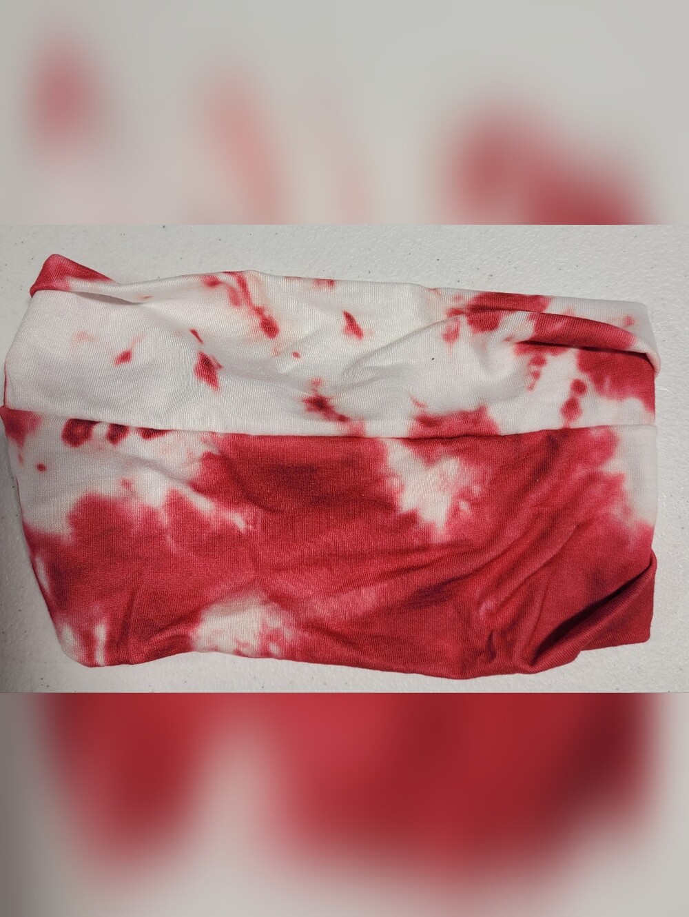 Red and White Tie-Dye Wide Fabric Headband